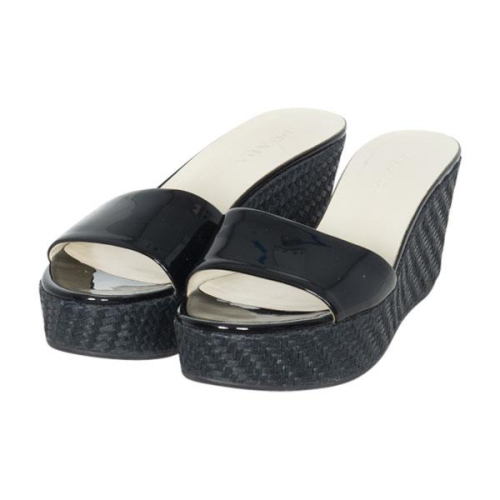 Prada Patent Leather Jute Platform Sandals