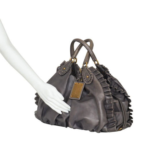 Dolce & Gabbana Leather Ruffle-Trimmed Bag
