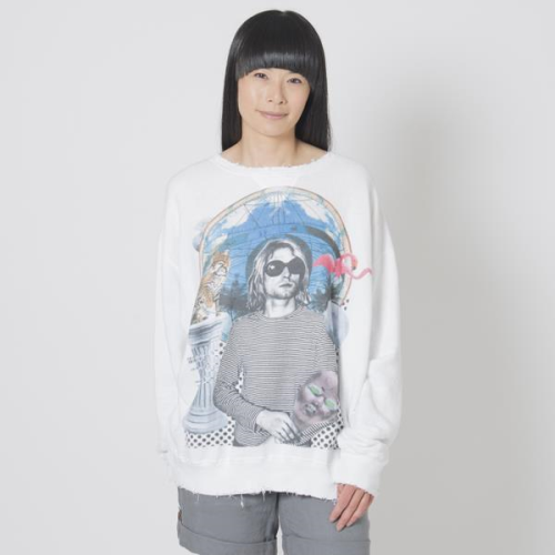 R13 Distressed Graphic Print Sweater