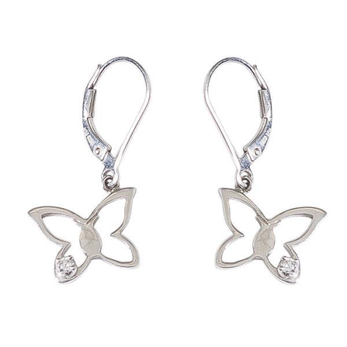 White Gold & Diamond Butterfly Earrings