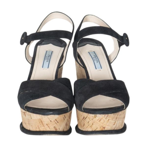 Prada Suede Platform Wedge Sandals