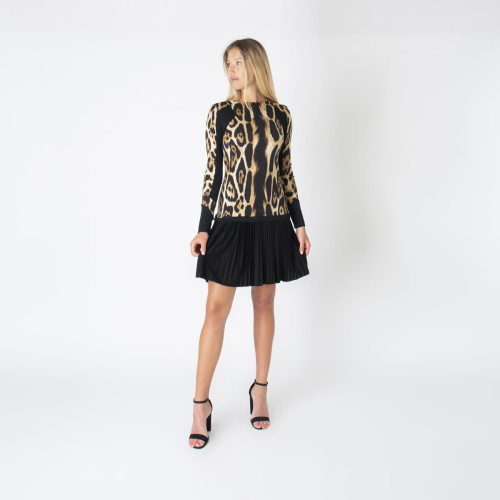 Just Cavalli Leopard Print Pleated Dress