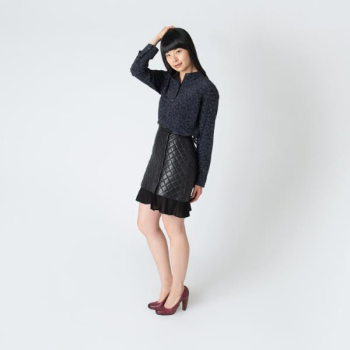 Sandro Quilted Leather Skirt