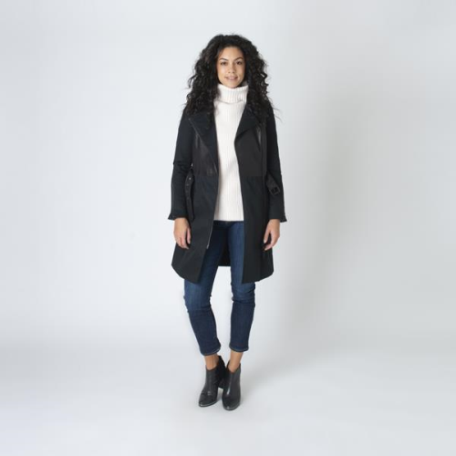 Mackage Leather & Cotton Trench Coat