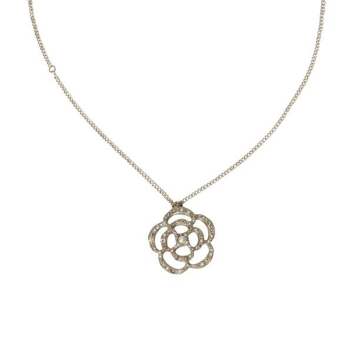 Chanel Faux Pearl & Strass Camellia Necklace