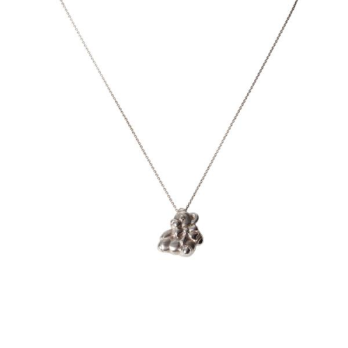 Vintage Tiffany & Co. Teddy Bear Ribbon Bow Pendant & Chain Necklace