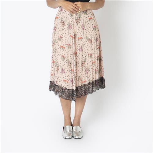 Red Valentino Pleated Floral Midi Skirt