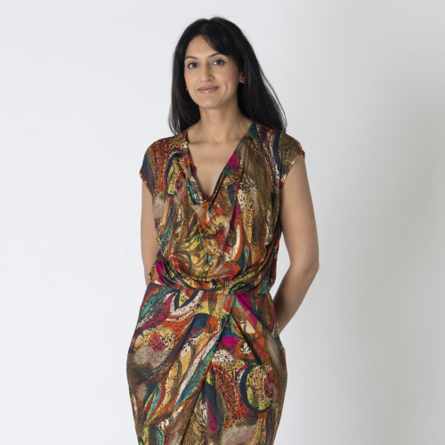 Max Mara Satin Print Dress