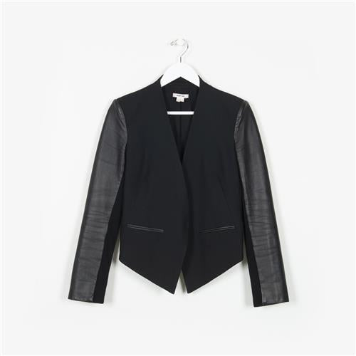 Helmut Lang Wool-Leather Cropped Blazer